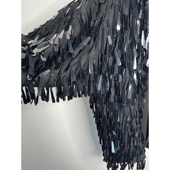 Valentino Garavani Black Sequin Fringe Shirt Jacket Medium - Picture 6 of 13